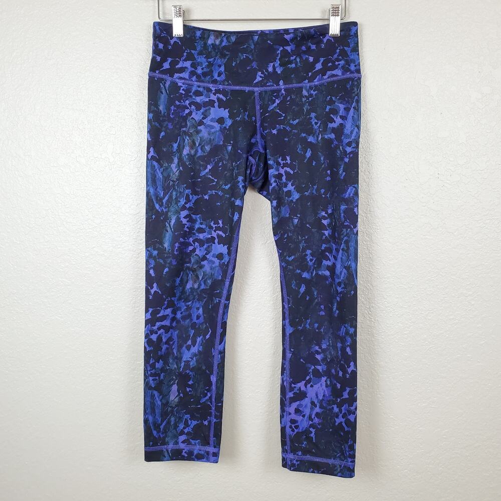 Lululemon Wunder Under Crop II Size 6 Full-On Luon Floral Sport Backdrop Iris